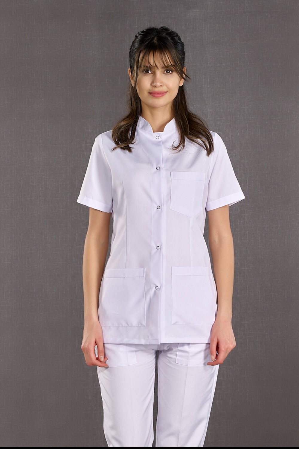 Woman Straight Collar Short Slave Lab Coat
