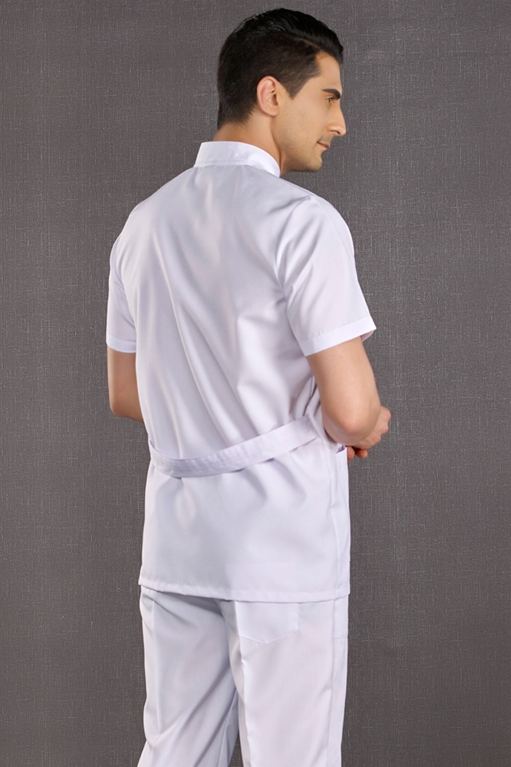 Man Straight Collar Short Slave Lab Coat
