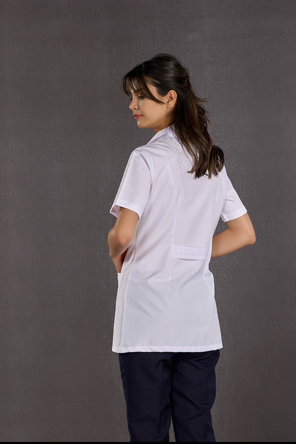 Woman Classic Collar Short Slave Lab Coat