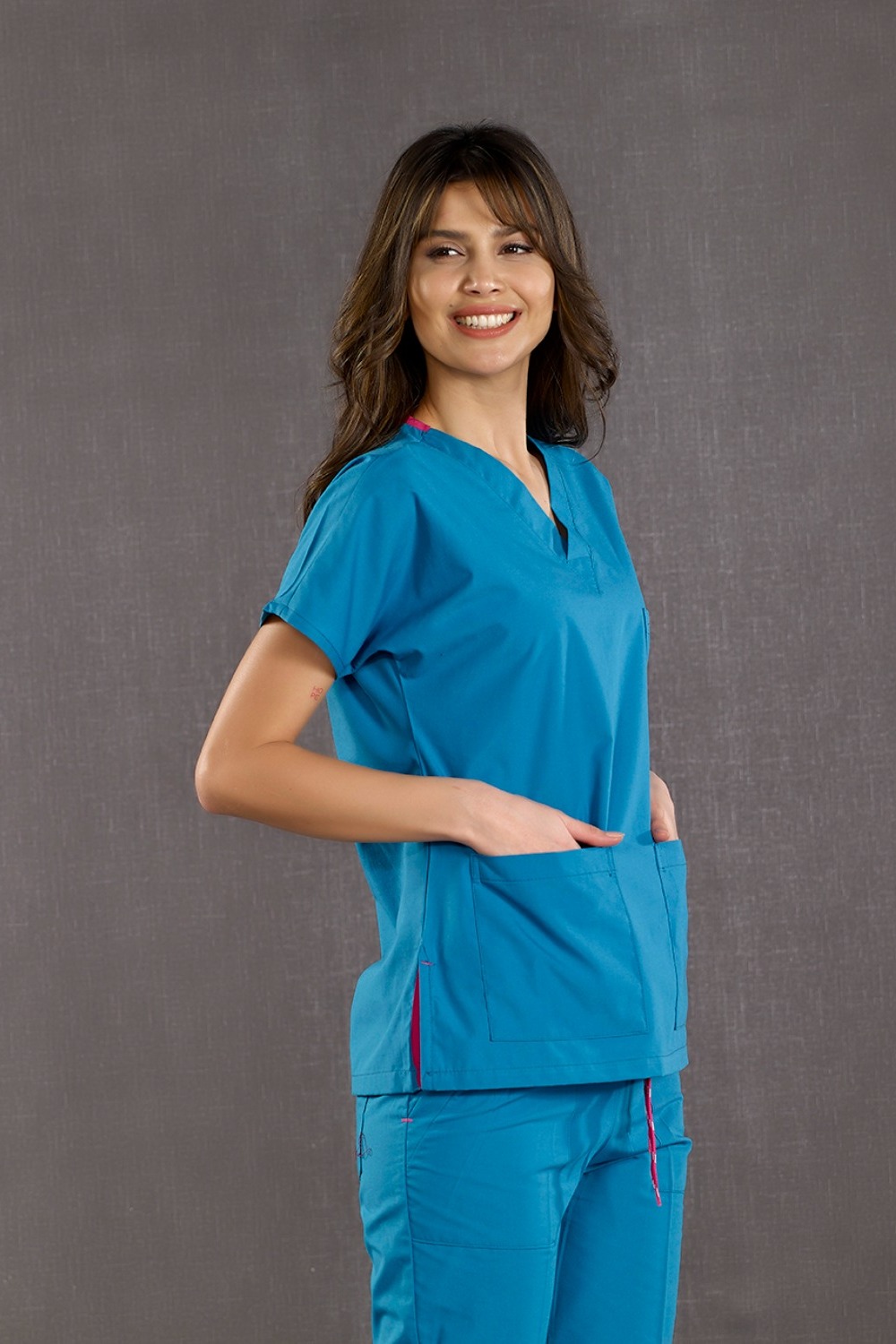 Light Petrol Green Terrycotton Fabric Uniform Set