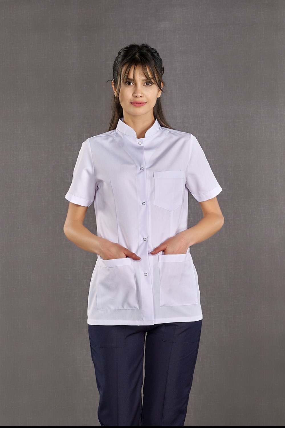 Woman Straight Collar Short Slave Lab Coat