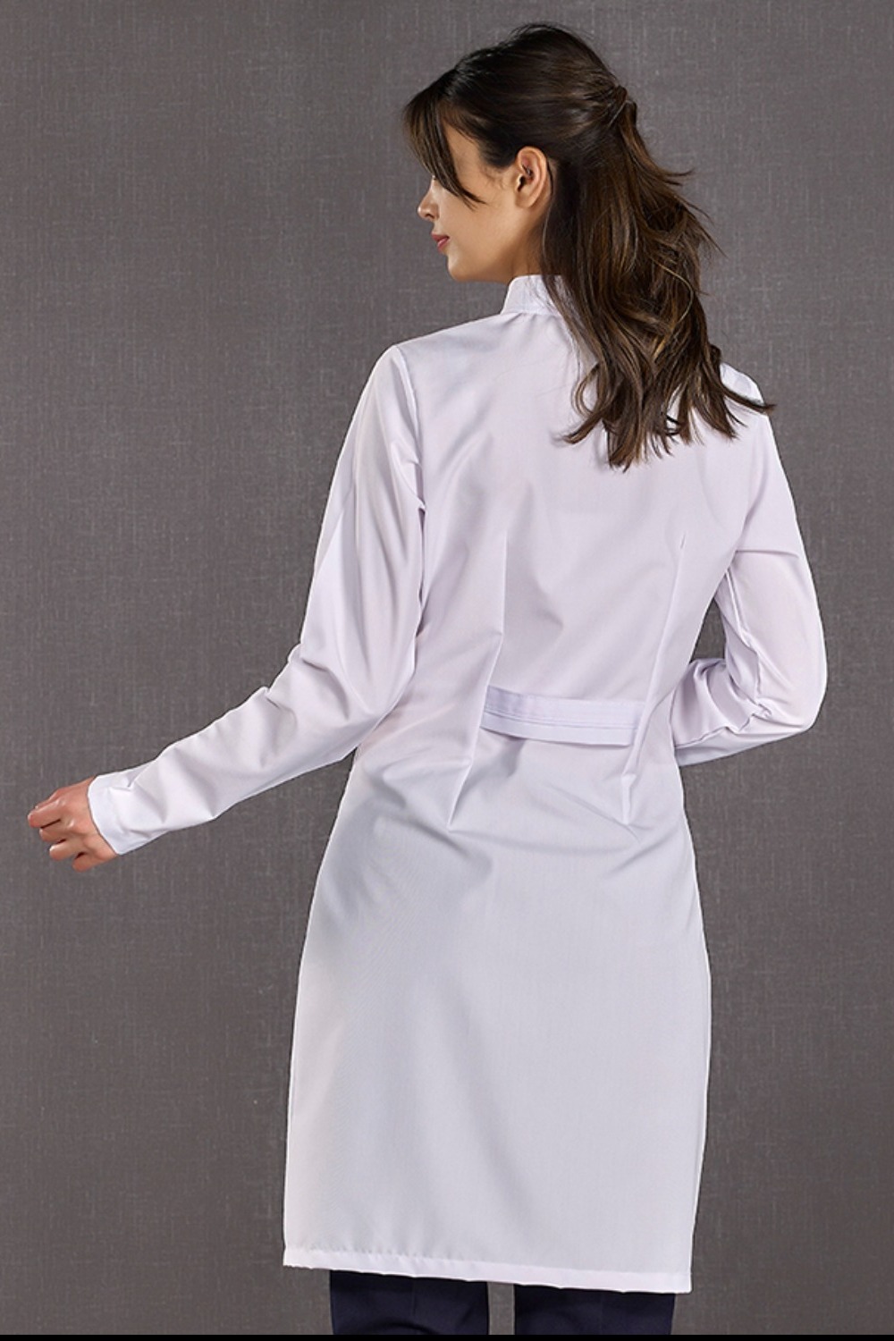 Woman Straight Collar Long Lab Coat