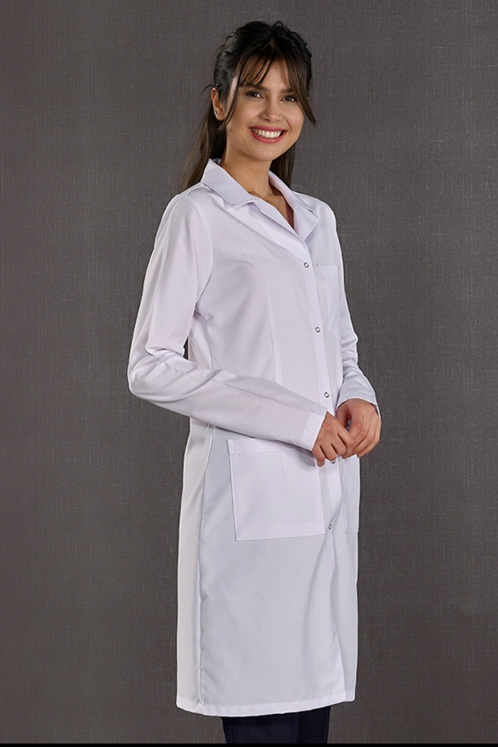 Woman Classic Collar Long Lab Coat