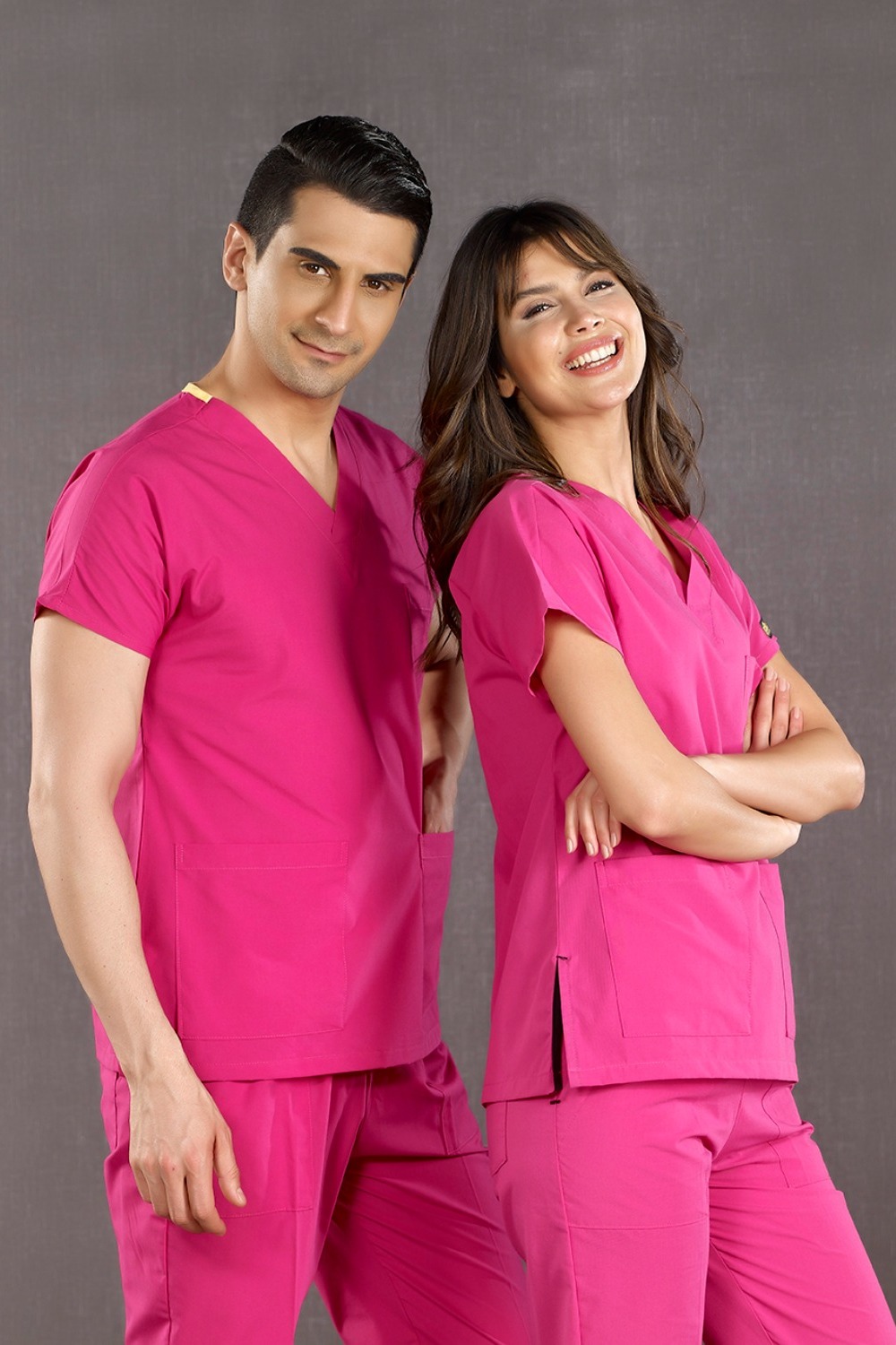 Fuchsia Terrycotton Fabric Uniform Set