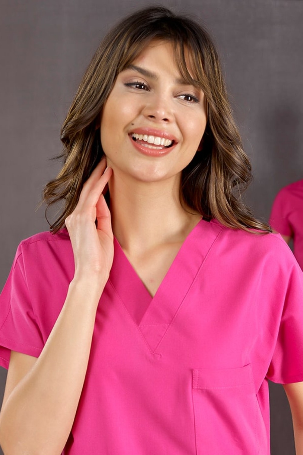 Fuchsia Terrycotton Fabric Uniform Set